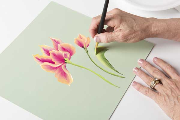 How to Paint Parrot Tulip Leaves