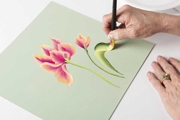 How to Paint Parrot Tulip Leaves