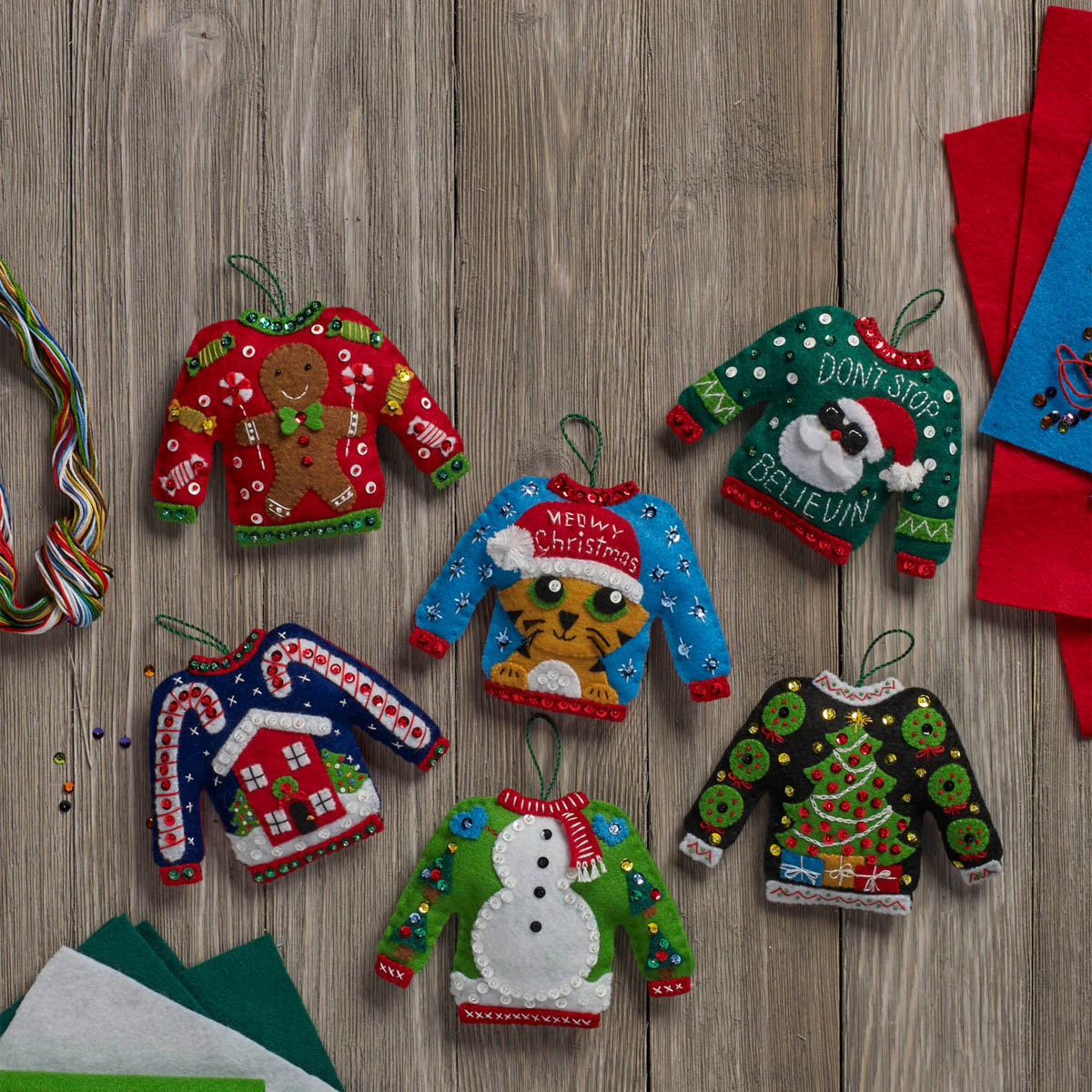 Bucilla ® Seasonal - Felt - Ornament Kits - Ugly Sweaters