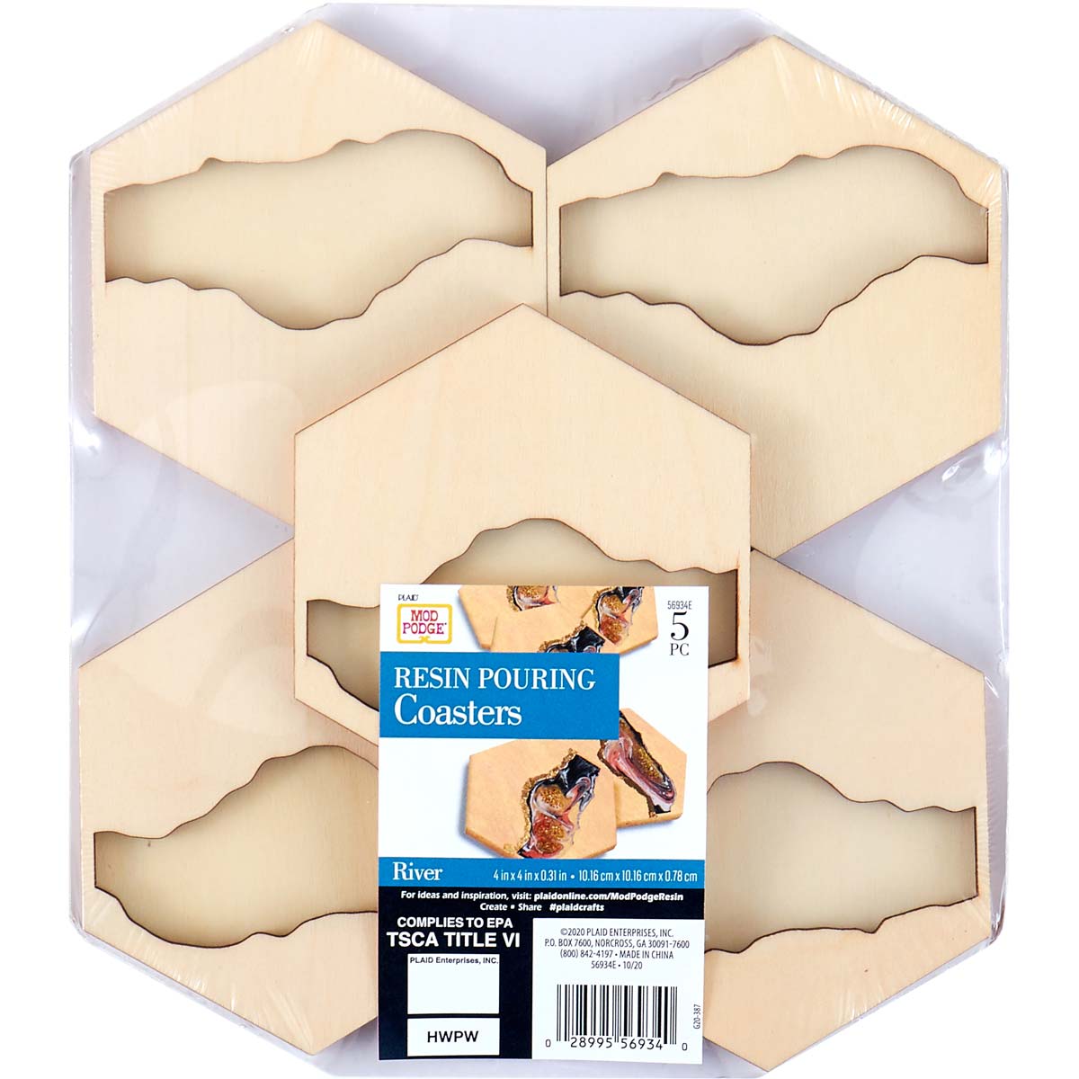 Mod Podge Do-It-Yourself Resin Coaster Kit, Hexagon, Blue and Gold 