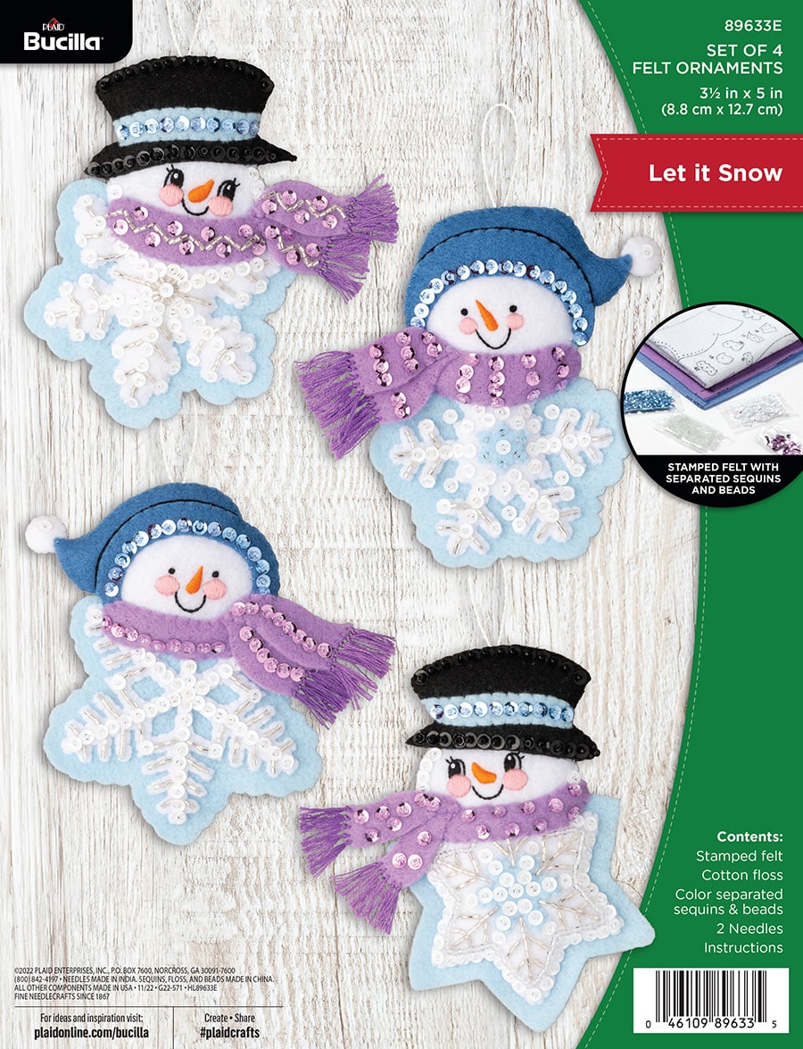 Bucilla ® Seasonal - Felt - Ornament Kits - Let It Snow - 89633E