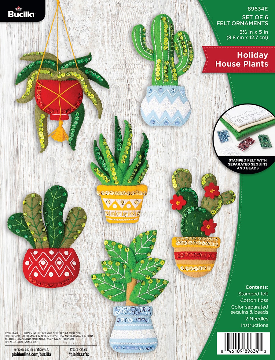 Bucilla ® Seasonal - Felt - Ornament Kits - Holiday House Plants - 89634E