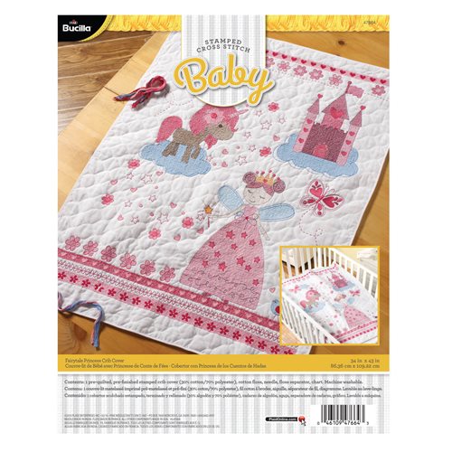 Bucilla ® Baby - Stamped Cross Stitch - Crib Ensembles - Fairytale Princess - Crib Cover - 47664