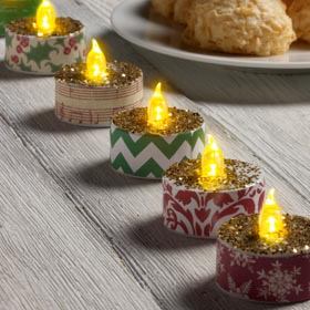 Glittered Christmas Tea Lights