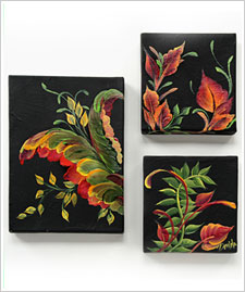 FolkArt® One Stroke™ Contemporary Leaf Scroll Canvas Trio