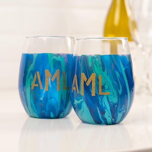 Murano Swirl Wine Glasses Gold Monogram