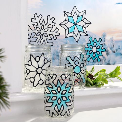 Snowflake Clings on Glass Jars and Window