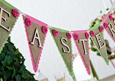 Easter Burlap and Wood Banner