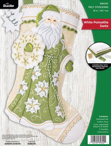 Bucilla ® Seasonal - Felt - Stocking Kits - White Poinsettia - 89602E