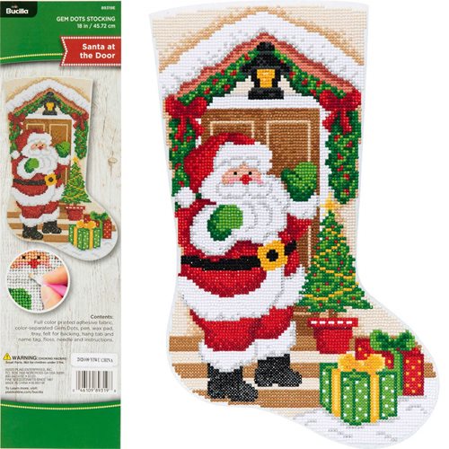 Bucilla ® Seasonal - Gem Dots - Stocking Kits - Santa At The Door - 89319E