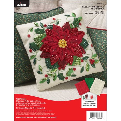 Bucilla ® Seasonal - Felt - Home Decor - Pillow - Elegant Poinsettia - 86983E