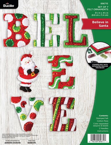 Bucilla ® Seasonal - Felt - Ornament Kits - Believe in Santa - 89671E