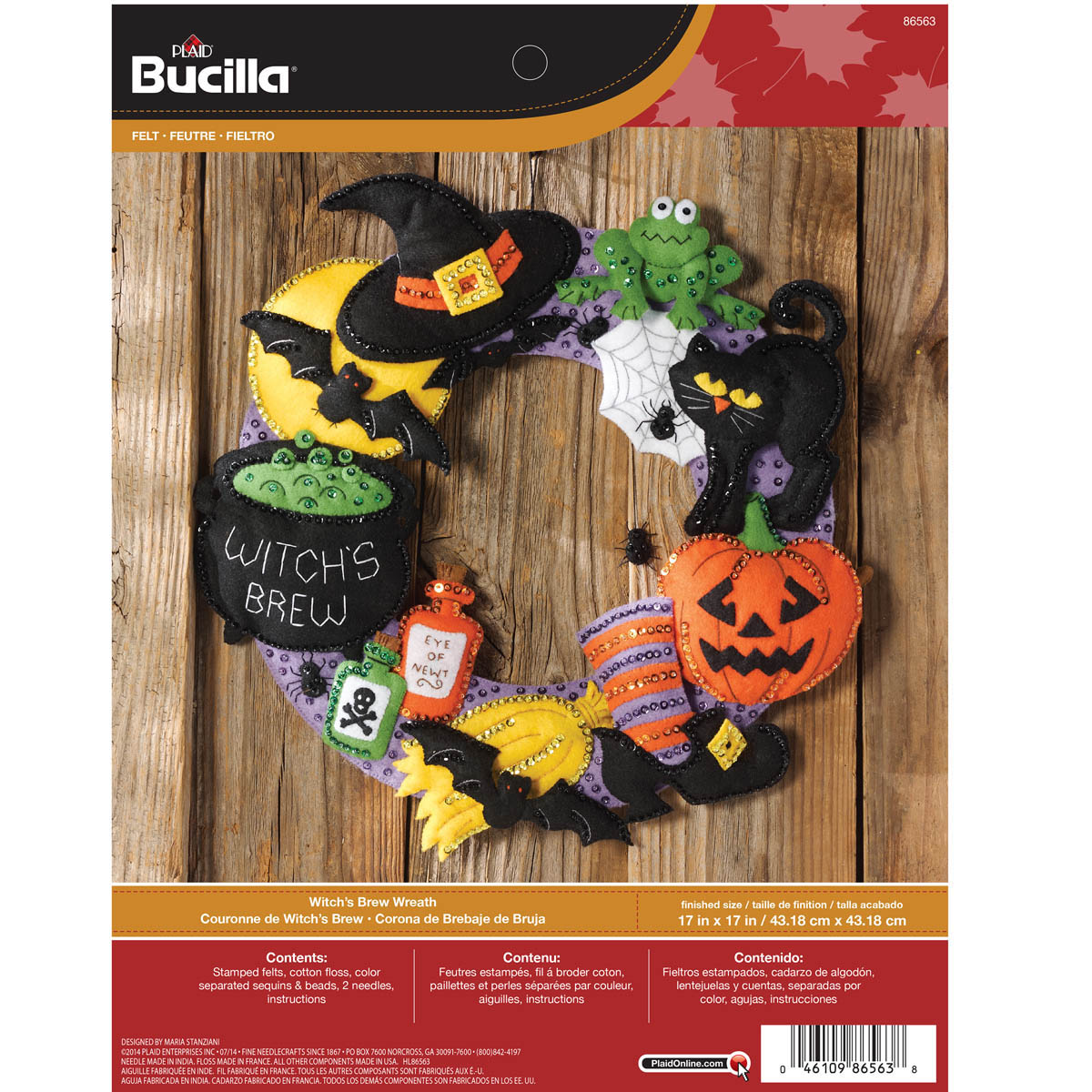 Halloween Ornaments Set of 12 46109864303 Felt Bucilla 2½"x2" Felt Applique Kit 