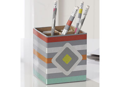 Wrapping Paper Pencil Holder with Mod Podge