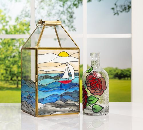 Bottle Vase with Rose Design