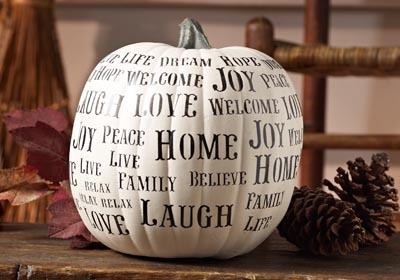 Stenciled "Happy Words" Pumpkin Decor