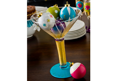 Martini Glass and Ornaments Centerpiece