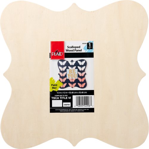 Plaid ® Wood Surfaces - Plaques - Scalloped Panel, 12" x 12" - 44998E
