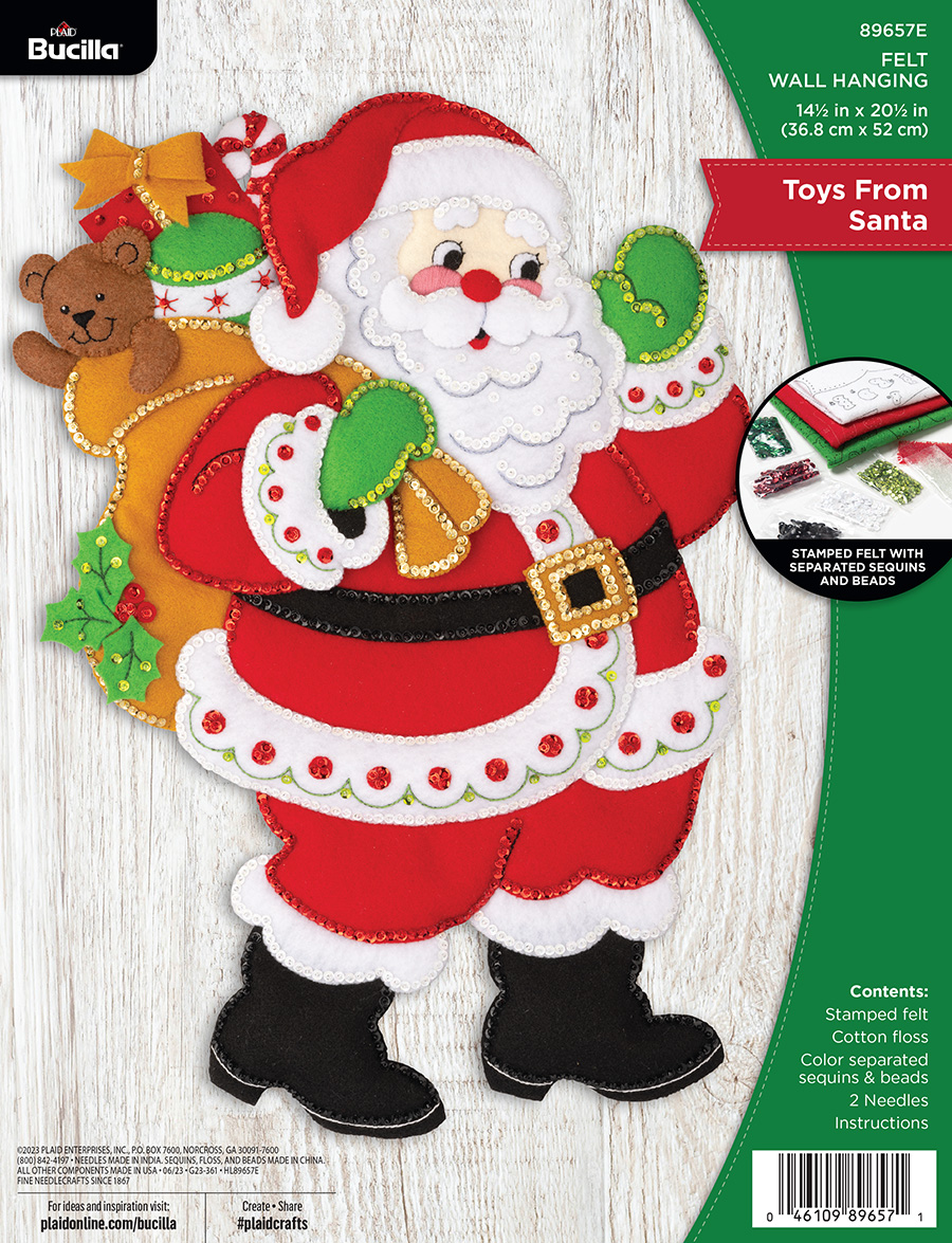 Bucilla Felt Stocking Applique Kit 18 Long-North Pole Santa, 1