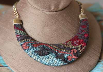 Fabric Covered Bib Necklace
