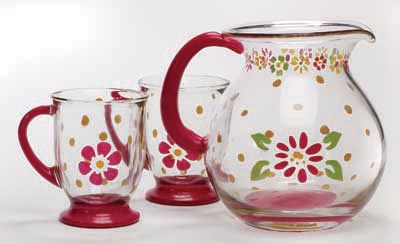 Floral Pitcher & Mugs