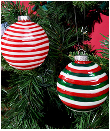 Candy Striped Christmas Ornaments