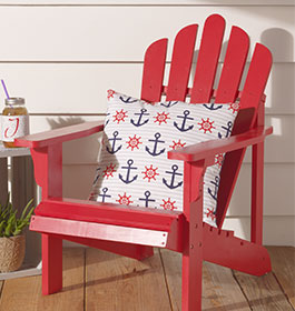 Painted Adirondack Chair with Throw Pillow