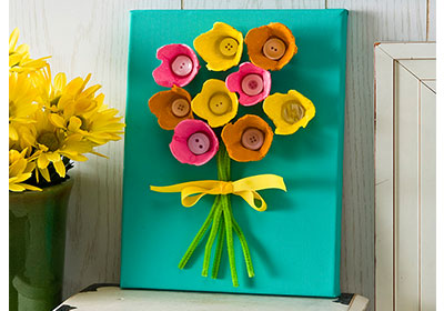 Egg Carton Flower Canvas with Apple Barrel Paints