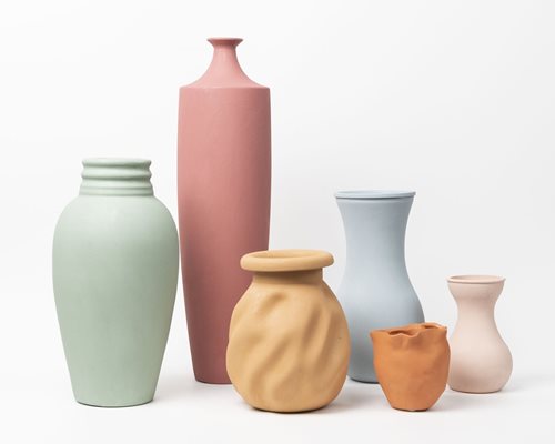 Various Terra Cotta Painted Vases