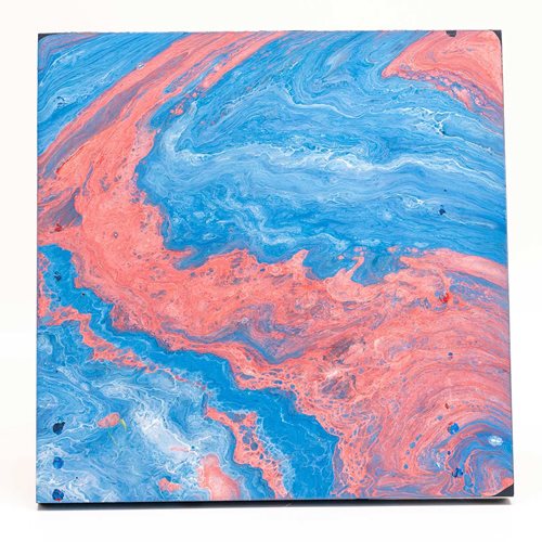 Pink and Blue Poured Acrylic Artwork