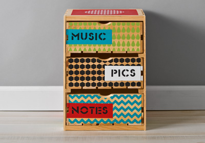 Handmade Charlotte Patterned Crate with Drawers