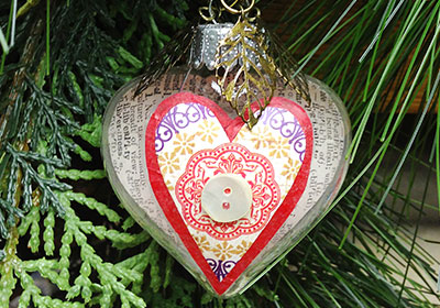 Collaged Heart Ornament