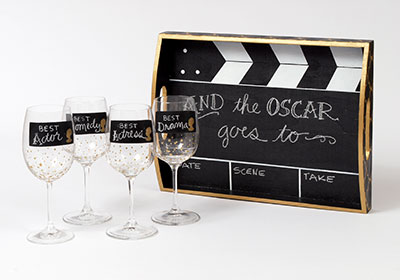 Oscar Party Wine Glasses and Tray