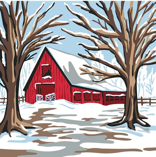 Plaid ® Let's Paint™ Modern Paint-by-Number - Winter Barn - 17919