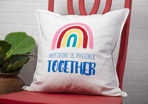 Anything is Possible Together Rainbow Pillow