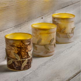 Faux Birch Bark Candle Holders