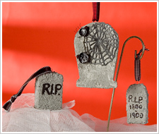 Halloween Textured Tombstone Ornaments