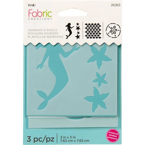 Fabric Creations™ Adhesive Stencils - Mini - Mermaid, 3" x 3" - 26363