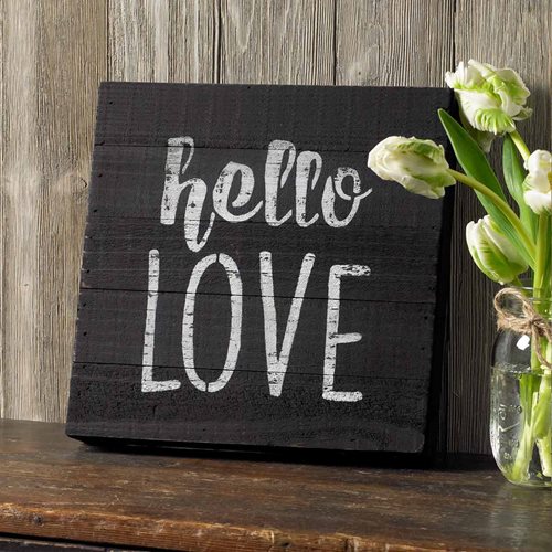 "Hello Love" Stenciled Sign 