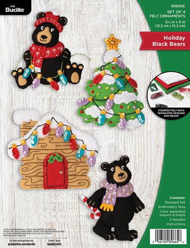 Bucilla ® Seasonal - Felt - Ornament Kits - Holiday Black Bears - 89665E