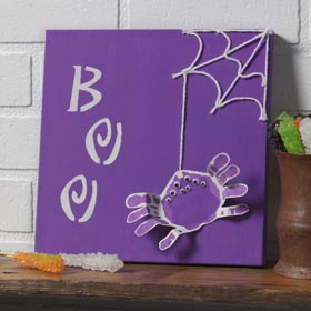 BOO Spider Handprint Canvas - DIY Kids Halloween Project