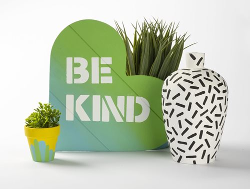 Be Kind Plaque, Vase, & Painted Pot