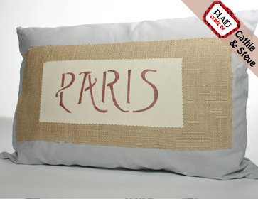 Stenciled Paris Pillow