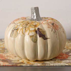 Pumpkin Decoupage with Fabric