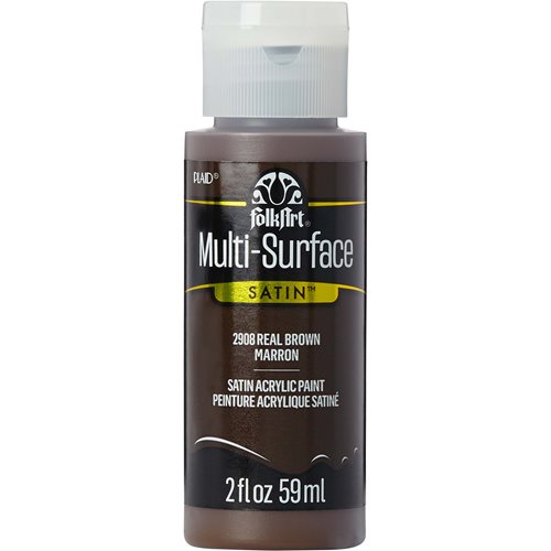 FolkArt ® Multi-Surface Satin Acrylic Paints - Real Brown, 2 oz. - 2908