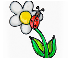 Gallery Glass Flower and Ladybug Cling