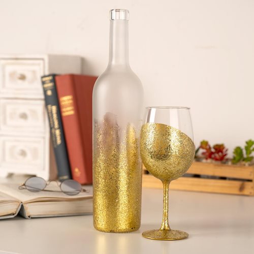 Mod Podge Glitter Bottle & Wine Glass