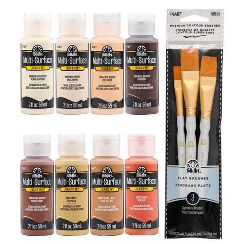 FolkArt ® Multi-Surface Satin™ Skintone Paint & Brush Set, 11pc - PROMOSKNTN12