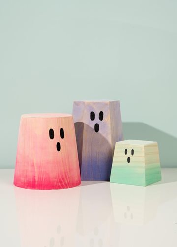 Watercolor Wooden Ghost Pots