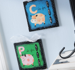 C is for Cow / P is for Pig Plaques